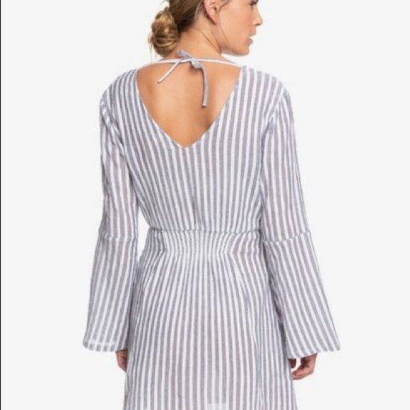 Roxy Stripped Bell Long Sleeved Dress Size M New - Picture 9 of 9
